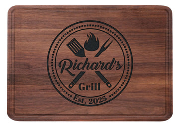 Personalized Grill Cutting Board, Grilling Gift For Men and BBQ Masters, Mens Best Anniversary, Father’s Day or Birthday Gift for Men, Husband, Wood Engraved Grilling Accessories, Mens Gifts