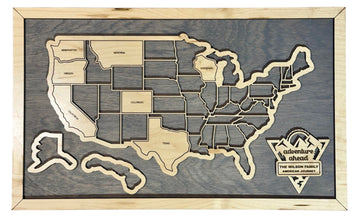 Wooden USA Puzzle Map for Wall Decor – State Travel Tracker, Bucket List Destination Display, Laser Cut & Engraved Wood