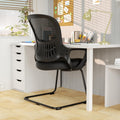 Dumos Office Desk Chair No Wheels Set of 4, Ergonomic Executive Sled Base Mesh Computer Chairs with Comfy Arms and Lumbar Support for Home
