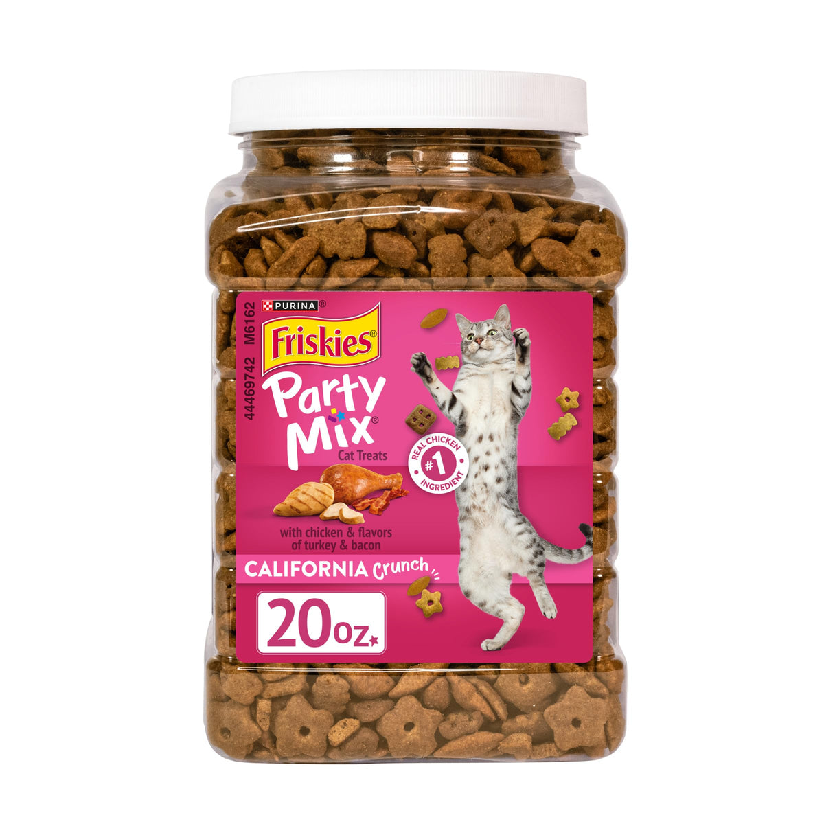 Purina Friskies Party Mix California Crunch?with?Chicken and Flavors of Turkey and Bacon?Cat Treats - 20 oz Canister