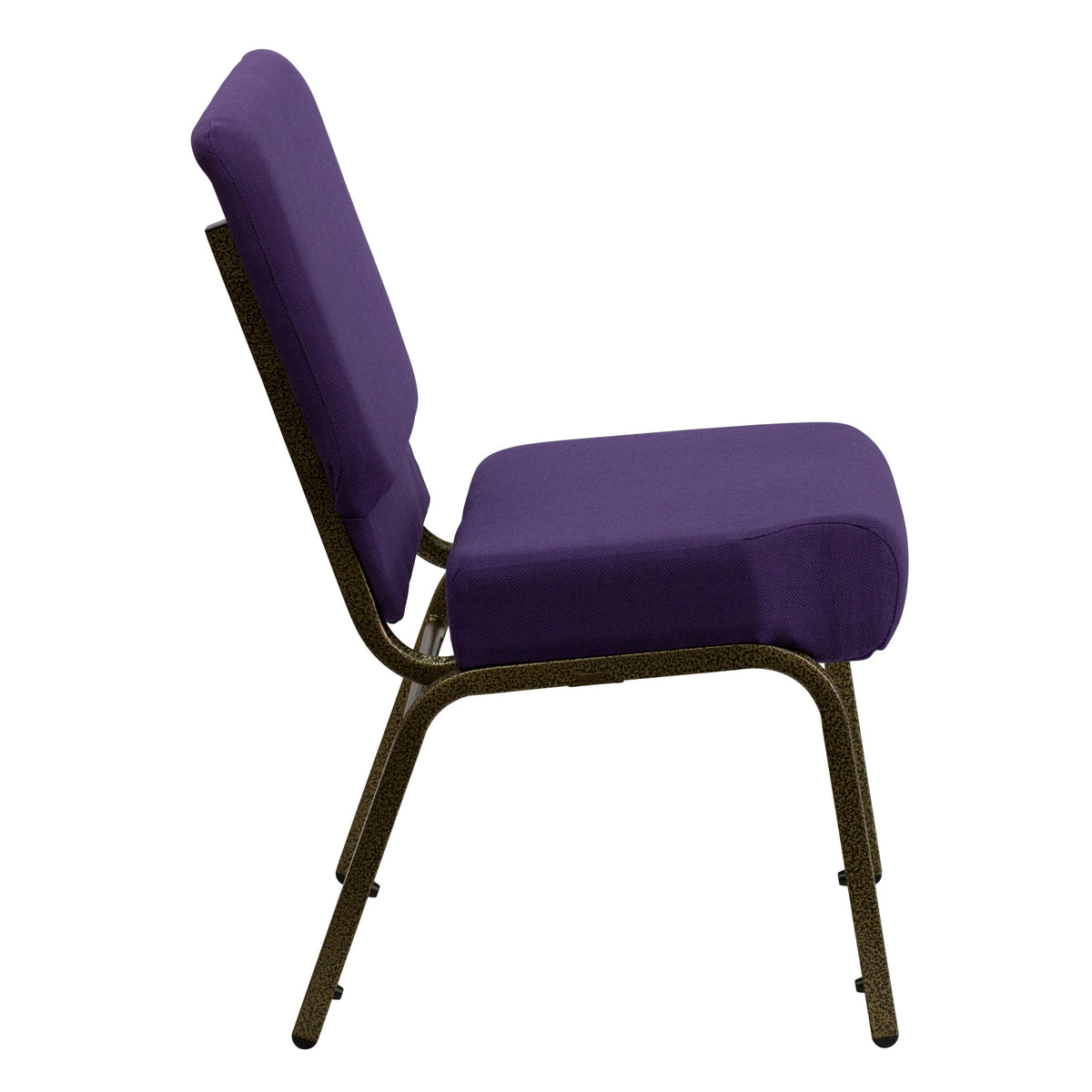 Flash Furniture 4 Pack Hercules Series 21''w Stacking Church Chair in Royal Purple Fabric - Gold Vein Frame, Set of 4, Royal Purple Fabric/gold