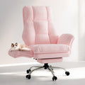 Big and Tall Office Chair, Flip Armrests for Pets & Cross Legged Sitting, Large, Pink