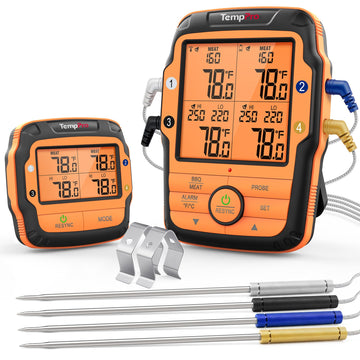 TempPro TempSync 1000FT Wireless Meat Thermometer for Grill with 4 Probes