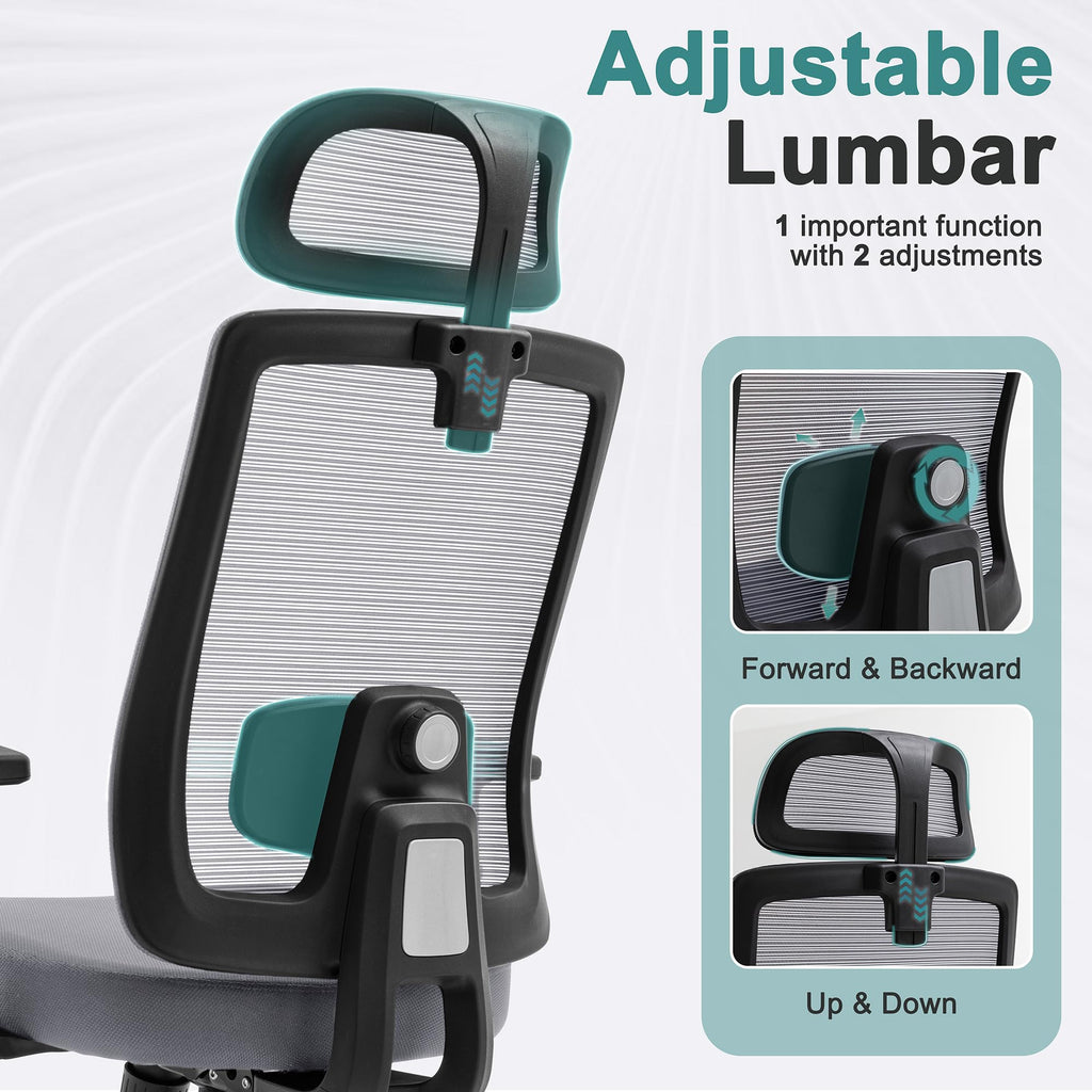 Ergonomic Office Chair, 330lbs Computer Chairs High Back with Adjustable Lumbar Support, Breathable Mesh Desk Chair Ergonomic with Thickened