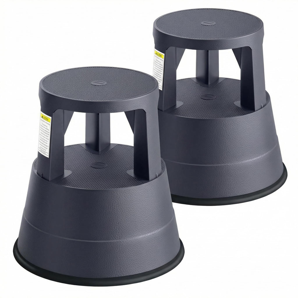 Furnicleevor 2-pack Rolling Step Stool with Wheels, 550lbs Capacity, Retractable Casters & Non-slip Platform. Kick Stool for Kitchen, Office,
