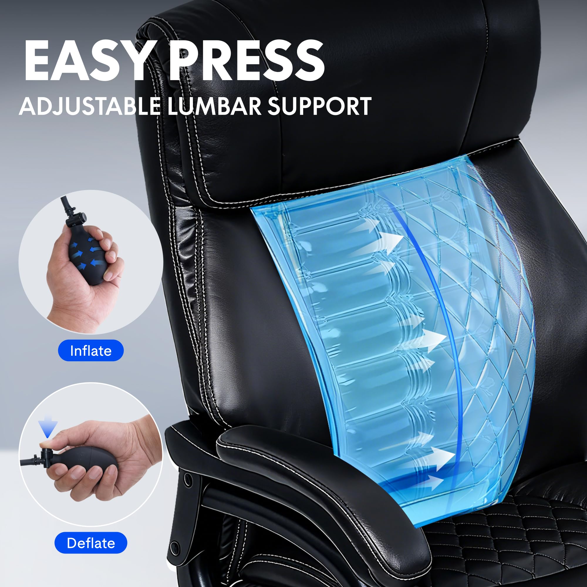 Flexispot 500lbs Big and Tall Office Chair with Stable Arms Ergonomic Office Chair for Heavy People High Back Reclining Chairs with Padded