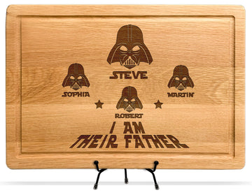 Personalized I am Their Father StarWar Dad Gift Cutting Board, Gifts for Christmas & Fathers Day, Funny Star War Gift, Darth Character Plaque, Custom Name Stars War Mens Gift from Daughter or Son