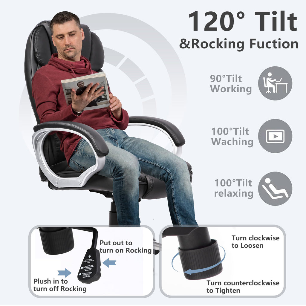 Fdw Office Chair Massage Computer Chair High Back Adjustable Desk Chair Rolling Swivel Executive Chair Pu Leather with Lumbar Support Arms