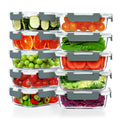 VERONES 10 Pack 22 OZ Glass Meal Prep Containers, Airtight Glass Lunch Containers Set, Glass Food Storage Containers with Lids,Exclusive of BPA, for Microwave, Oven, Freezer & Dishwasher Friendly,Grey