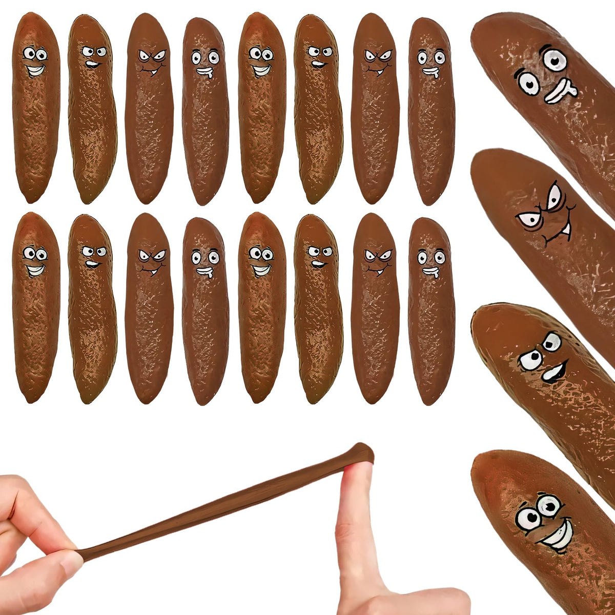 16Pcs Poop Fake Poop Finger Slingshot, White Elephant Gifts for Adults Stocking Stuffers Flying Shooting Toys for Kids Fake Poop Novelty Slingshots for Adults