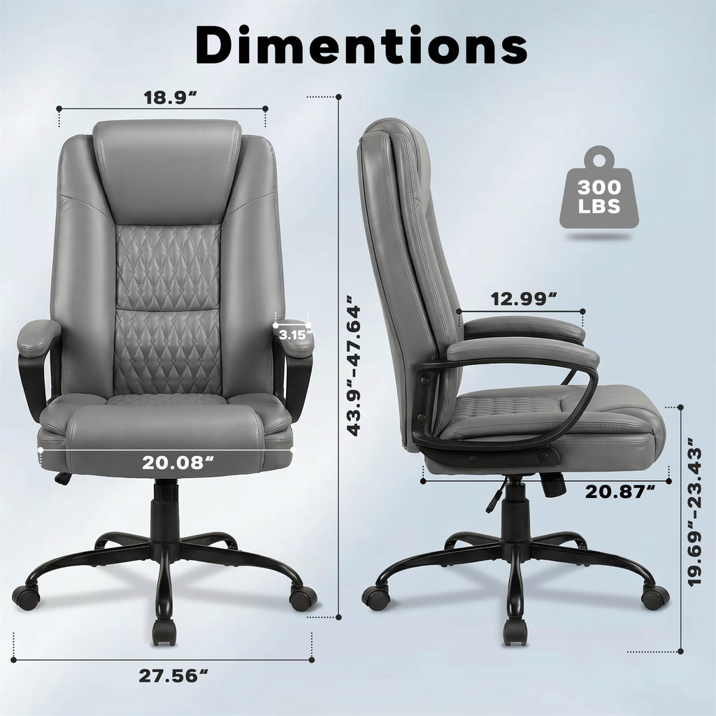 Vendorz Executive Office Chair, Ergonomic High Back Desk Chair with Lumbar Support, Adjustable Big and Tall Computer Chair, 360° Swivel, Pu