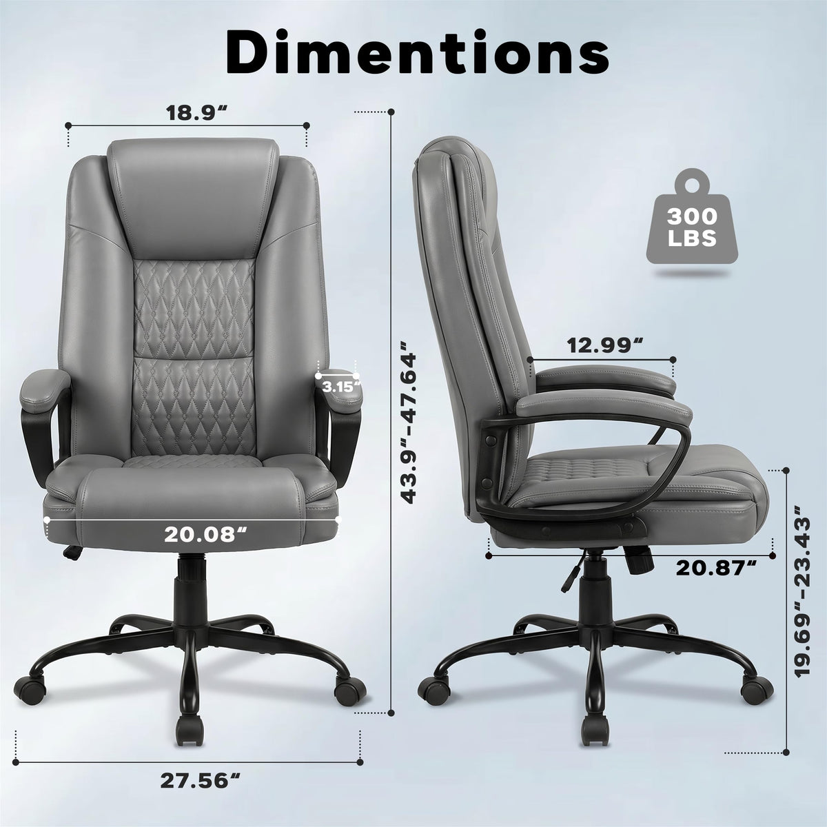 Vendorz Executive Office Chair, Ergonomic High Back Desk Chair with Lumbar Support, Adjustable Big and Tall Computer Chair, 360° Swivel, Pu