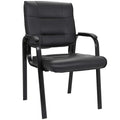 Jupiterforce Waiting Room Chairs, Leather Office Reception Guest Chair No Wheels with Padded Arms Rest for Home Conference Lobby Area Meeting