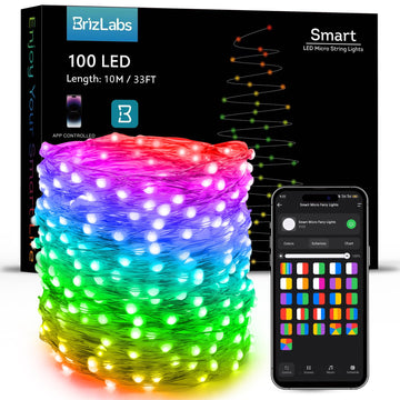 BrizLabs Smart Fairy Lights Color Changing, 33 ft 100 LED APP/Voice Control