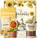 Thank You Gift Basket for Women - 7pcs Teacher Appreciation Gifts, Thank You Gift Baskets for Teacher, Nurse, Employee, Coworker, Social Worker, Secretary with Crochet Sunflower