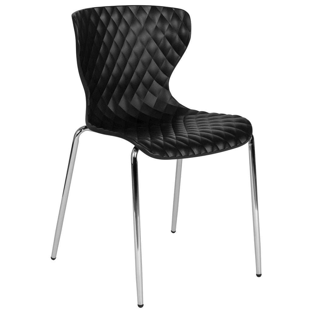 Emma + Oliver Contemporary Design Black Plastic Stack Chair, 17"W x 20"D x 31"H