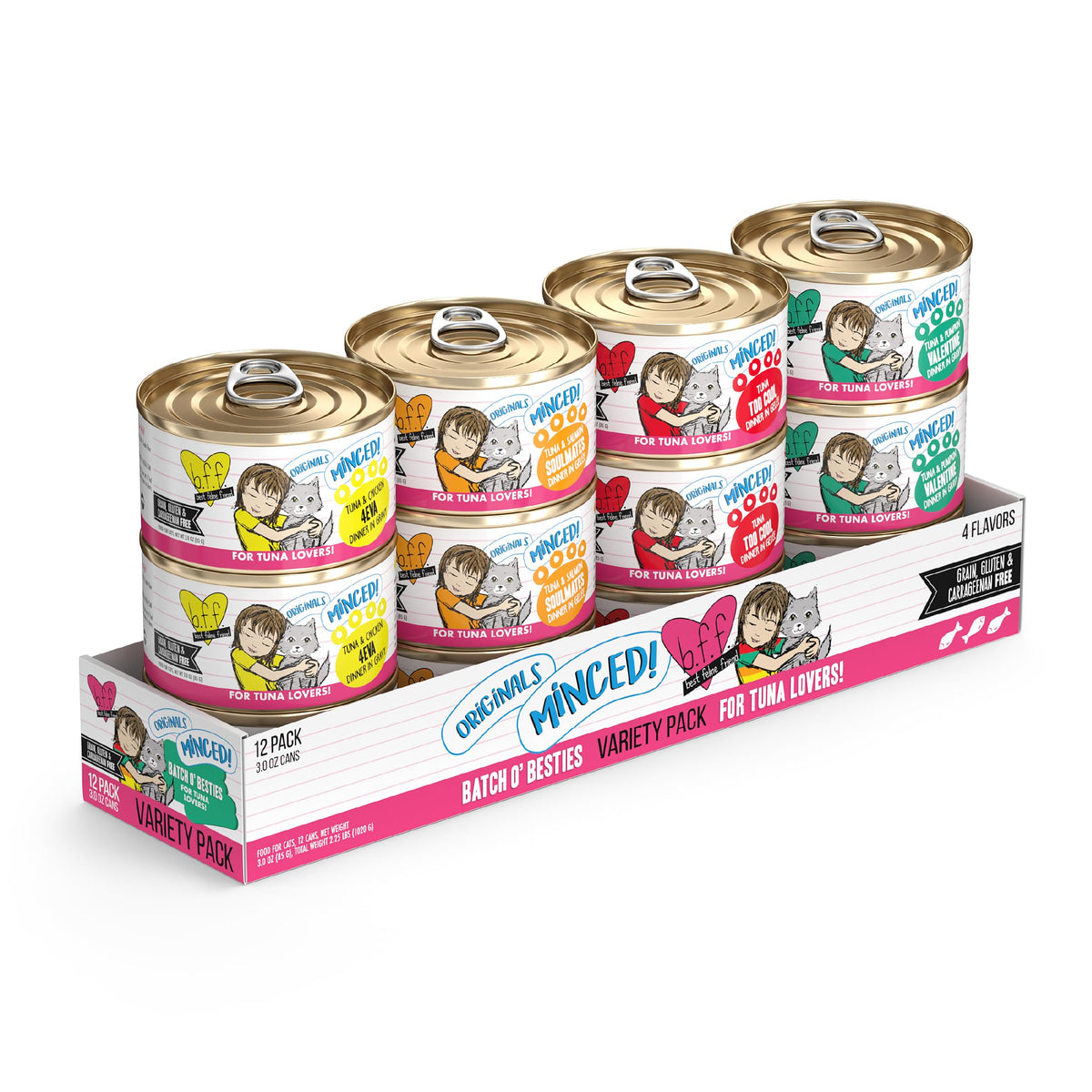 Weruva BFF Minced Natural Wet Cat Food, Batch O Besties Variety Pack, 3oz Can, Pack of 12