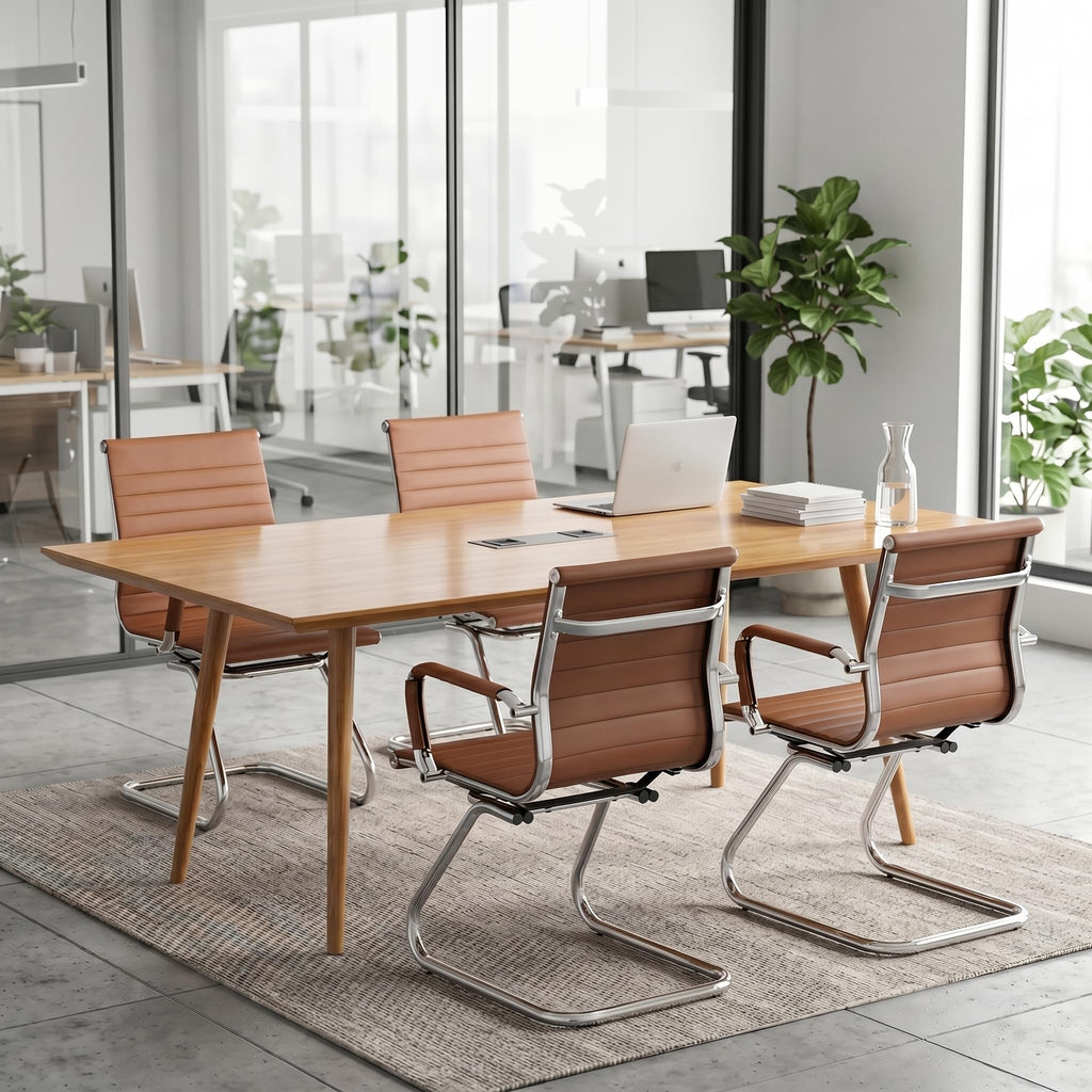 Hny 2-pack Pu Leather Office Guest Chairs, 2 PCS, Coffee