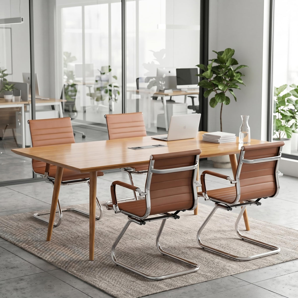 Hny 2-pack Pu Leather Office Guest Chairs, 2 PCS, Coffee
