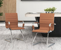 Cimota Waiting Room Chairs Leather Office Guest Chair Mid Back Reception Chairs with Sled Base for Meeting/patient/conference Room, Brownish
