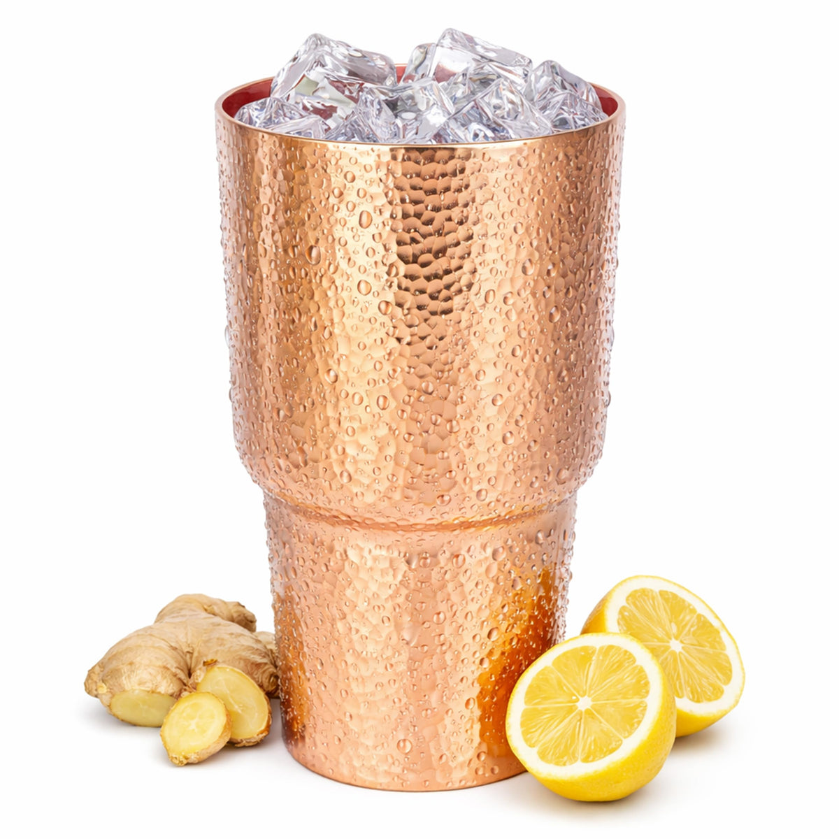20 oz Pure Copper Cup for Drinking, Tall Hand-Hammered Ayurvedic Water Tumbler, Cold-Retentive Mug for Moscow Mule, Cocktails & Whiskey, Ideal for Bar, Home & Parties (1)