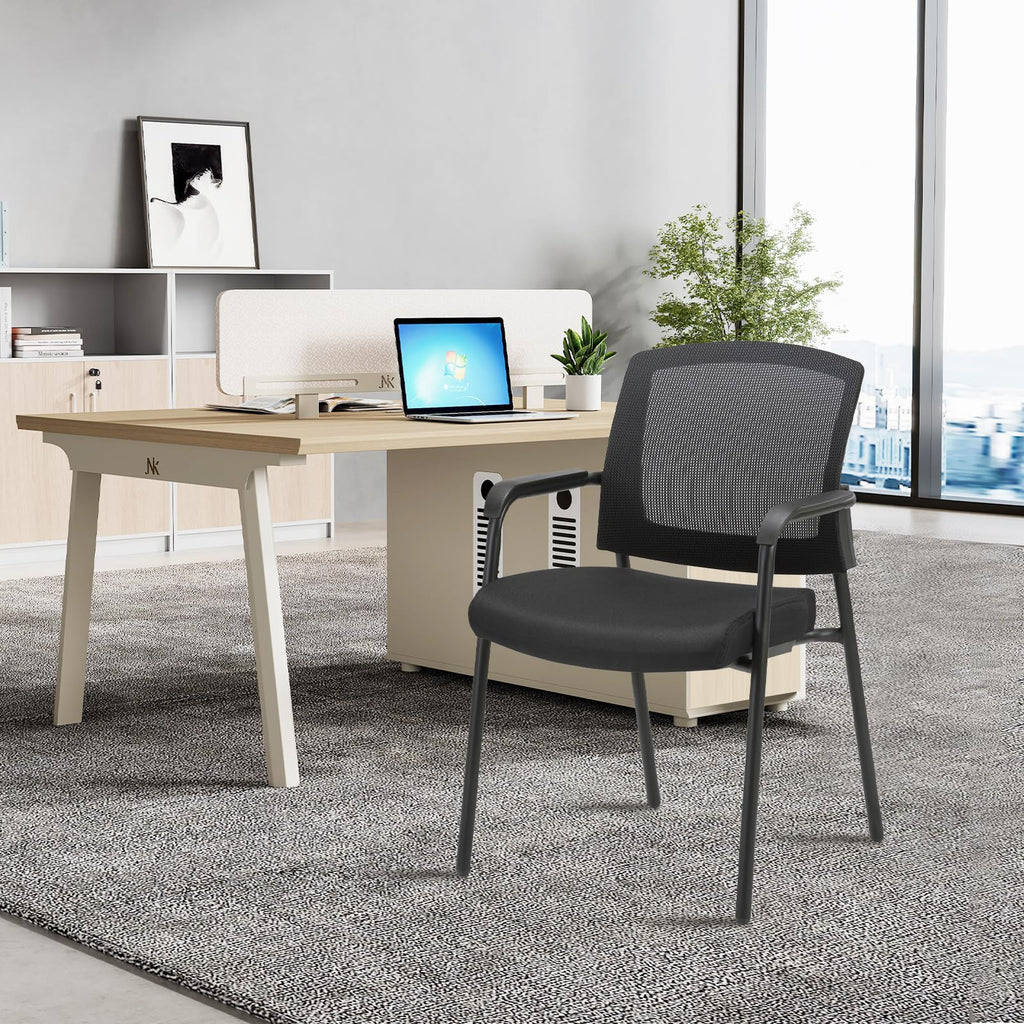 Clatina Office Reception Guest Chair Mesh Back Stacking with Ergonomic Lumbar Support and Thickened Seat Cushion for Waiting Conference Room