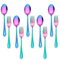 E-far 10-Piece Rainbow Toddler Utensils, Kid Stainless Steel Silverware Set, Children Safe Forks and Spoons Set for Self Feeding, Healthy & Non-Toxic, Mirror Polished & Easy to Clean
