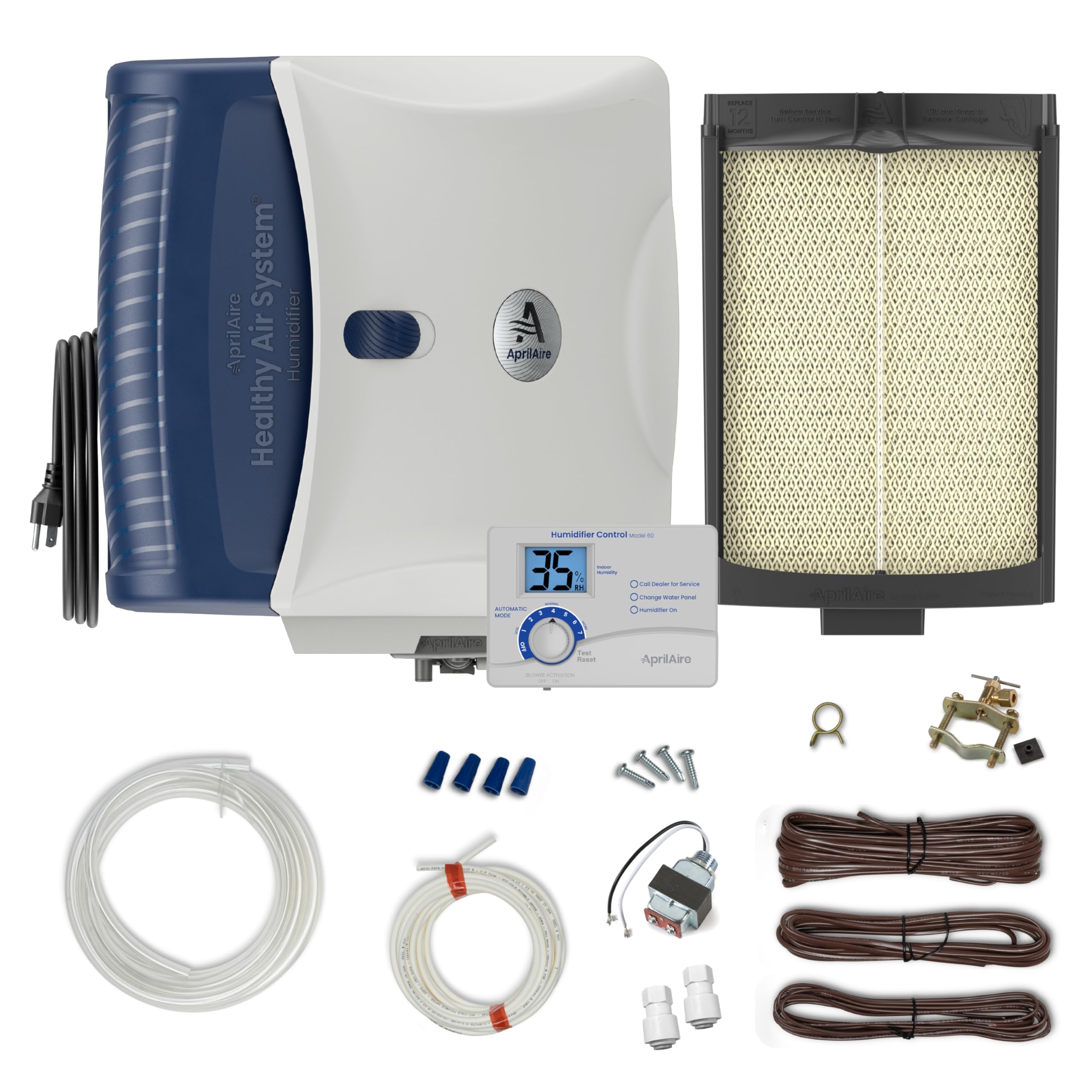 AprilAire 720AKZ Whole-House Fan-Powered Evaporative Humidifier – 21 GPD, Water Saving, Automatic Digital Control, Installation Kit, for up to 6,250 Sq. Ft., Part of the AprilAire Healthy Air System