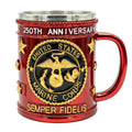 Metal Heavy Marine Corps Coffee Mug, USMC Anniversary 15oz Mug, Stainless Steel Army Mug, Veteran Gift & Military Collectible