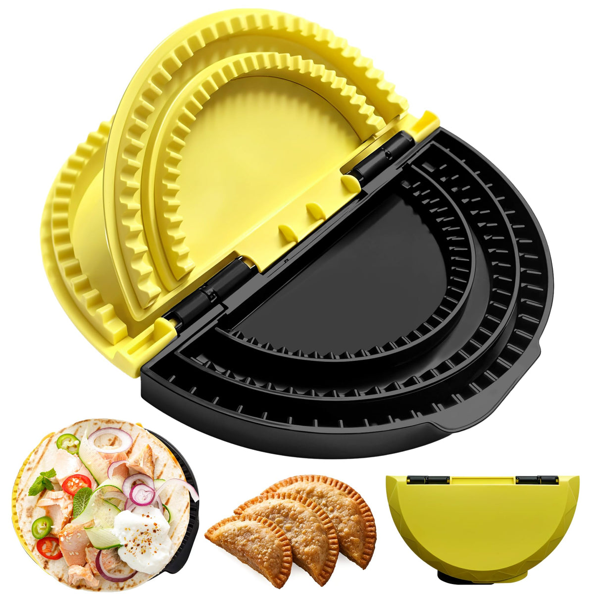 3-in-1 Tortilla Sealer Crimper - Wrap Folder for 10/8/6 Inch Sealed Taco Sandwich Calzone Burritos Quesadilla Press - Adjustable Flour Tortilla Maker Food Set Tool to Make Sealed Wraps