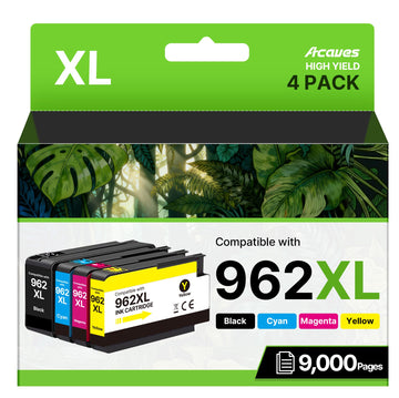 962XL Ink Cartridges for HP 962XL Ink Cartridges Combo Pack Work for HP OfficeJet Pro 9010, 9015, 9018, 9020, 9025 9014 9016 9019 Printer, 4-Pack