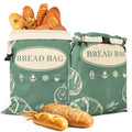 2 Pack Zippered Beeswax Bread Bags 17×13 Inch Large Cotton Sourdough Bread Bags Reusable Bread Storage Bags for Homemade Bread Freezer Safe for Bagel Croissant & Baguette Kitchen Baking Supplies