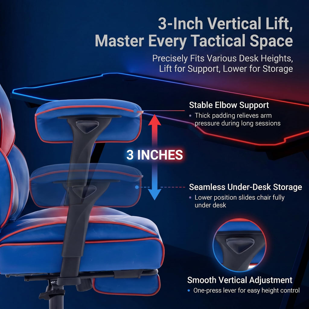 Atmild Big and Tall Gaming Office Chair 400lbs - Heavy Duty Ergonomic Computer Desk Chair with Footrest, Adjustable Armrests, High Back Pu