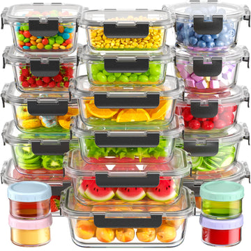 Canfanni 40 Piece Glass Food Storage Containers with Airtight Lids