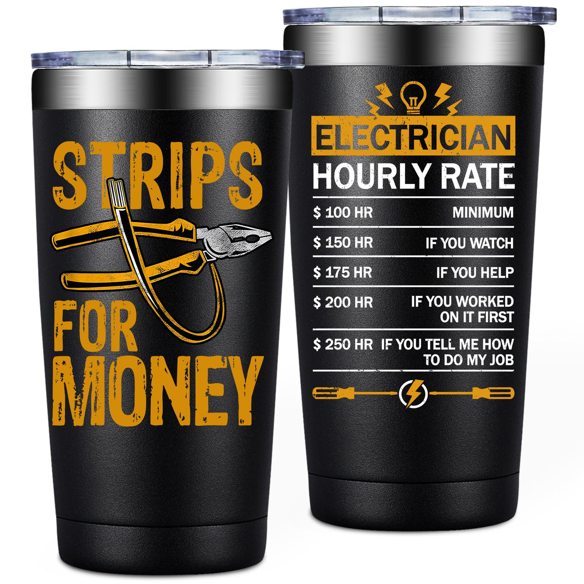 SpenMeta Electrician Gifts for Men - Fathers Day Christmas Gift for Electricians, Cowoker, Dad, Husband, Boyfriend - 20oz Strips For Money Tumbler Cup