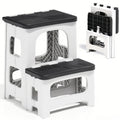 2 Step Stool Foldable, Non-slip Steps, Folding Step Stool for Adults & Kids, Plastic Stool Pool Ladder, Collapsible Stools 2 Step Ladder for