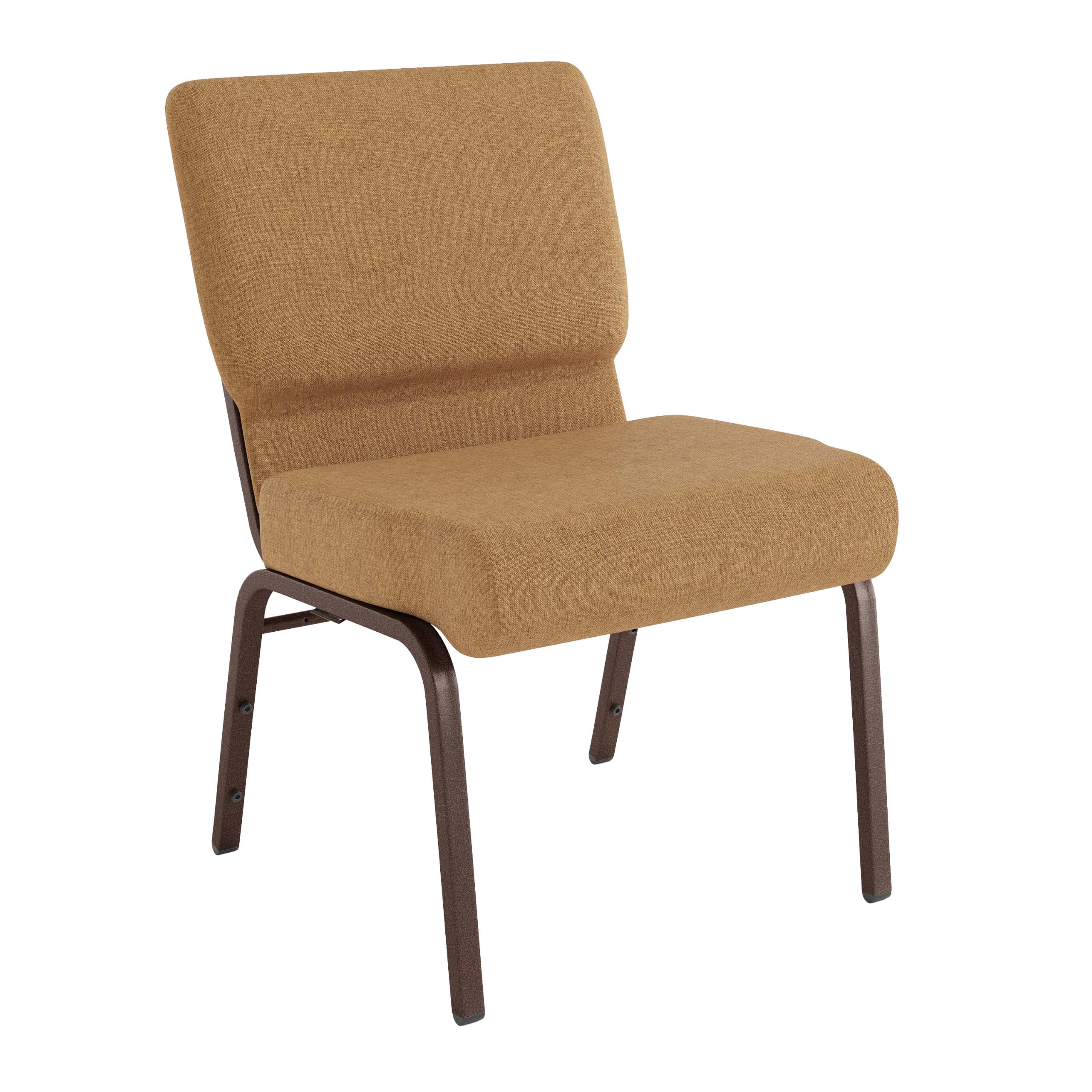 Flash Furniture Hercules Series 21''w Stacking Church Chair in Caramel Fabric - Copper Vein Frame, Set of 1, Caramel Fabric/copper Vein Frame