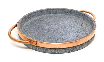 Cookstone 12-inch Soapstone Deep Dish Pizza Pan with Copper Handles – Authentic Chicago Style Pizza Stone – Naturally Non-Stick, Chemical-Free Baking Stone for Oven