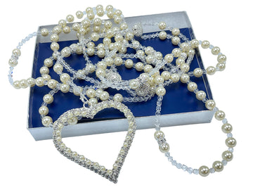 hand made Non-Catholic Wedding Lasso Imported High End Crystal Pearls/Lazo para Boda No Catolico en Perlas de Crystal Color Beige, Heart Wedding Lasso