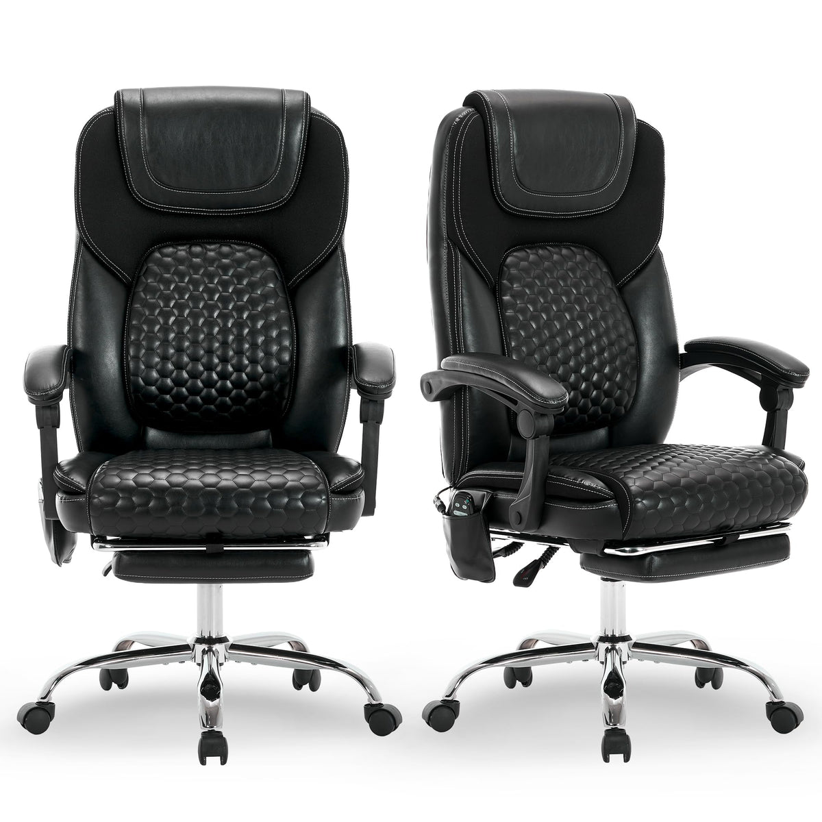 Malol Massage Office Chair with Heat and Footrest - 3-level 65°c Targeted Heating, 20-min Assembly Leather Desk Chair, Big and Tall Executive