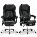 Malol Massage Office Chair Set of 2 with Heat and Footrest, 300 Lbs Easy Assembly Leather Desk Chair -3-level 65°c Targeted Heating, Big and