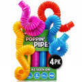 BUNMO Pop Tubes - Sensory Toys - Fidget Toys - Imaginative Play & Stimulating Creative Learning - Hours of Fun for Kids - Tons of Ways to Play - Non-Mouthable Toy 3+ - 4 Pack Large