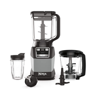 Ninja AMZ493BRN Compact Kitchen System with Auto-iQ, Blender Food Processor Combo, Blend, Chop, Mix Doughs, 1200 Watts, Dishwasher safe 18 oz. Cup, black/grey (Renewed)