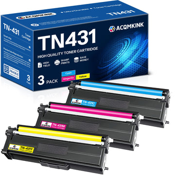 TN-431 TN431 Cyan Magenta Yellow Toner Cartridge Replacement for Brother TN431 TN-431 HL-L8260CDW MFC-L8900CDW HL-L8360CDW MFC-L8610CDW Printer, TN4313PK