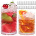 Moretoes Hobnail Drinking Glasses Set of 16, 12 Oz Highball Glasses & 10 Oz Cocktail Glasses, Clear Embossed Boho Glass Cups Kitchen Bar Tumbler Glassware Set for Whiskey, Beer, Juice, Milk (Clear)