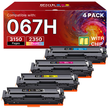 E-Z Ink 067H 067 Toner Cartridge with Chip Compatible for Canon 067H Toner Cartridge Set High Yield Cartridge 067 for Canon imageCLASS MF656Cdw MF654Cdw LBP632Cdw MF653Cdw Printer (BCMY, 4 Pack)