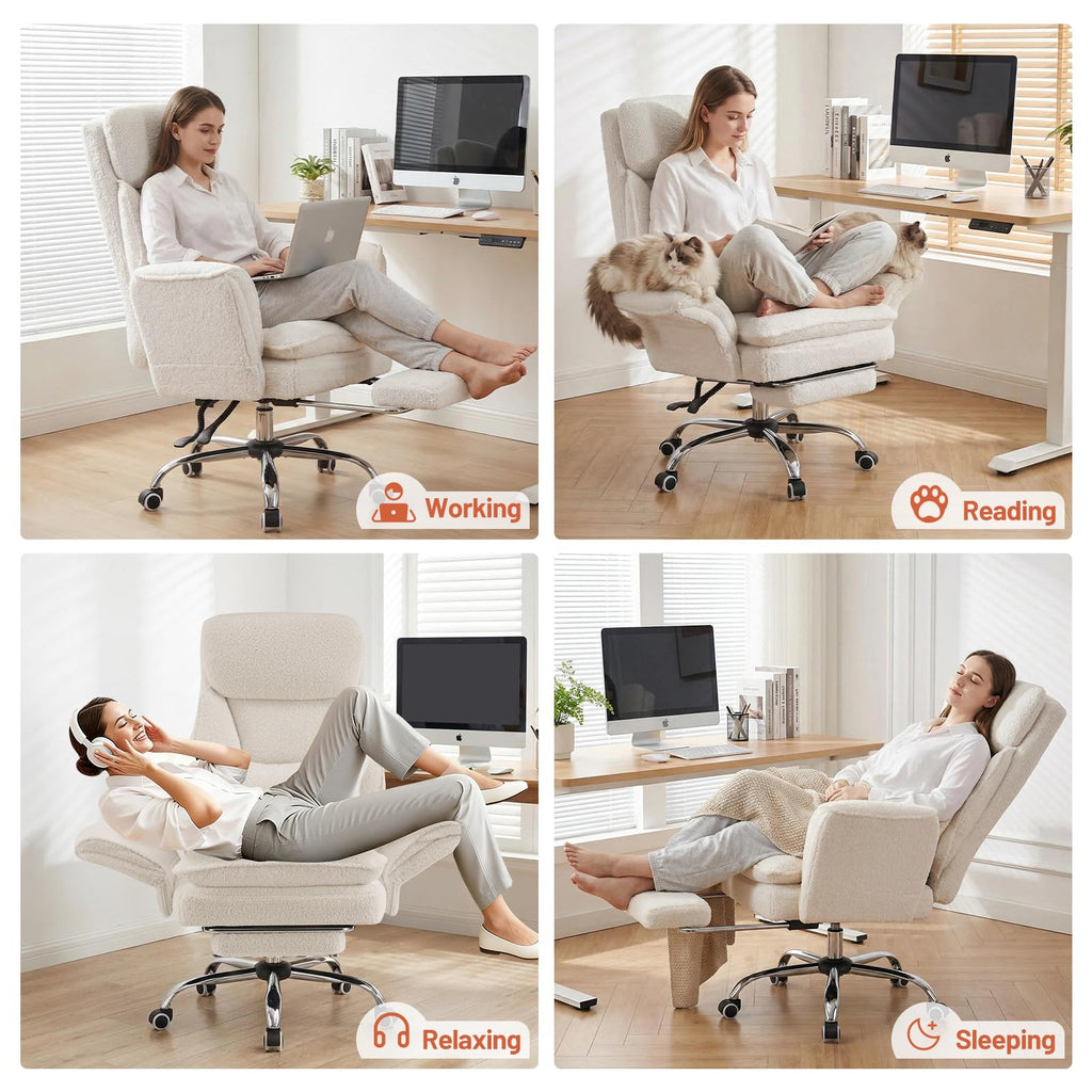 Furniliving Criss Cross Office Chair with Armrests & Wheels, Big and Tall Office Chair with Footrest, Flip Armrests for Pets, Wide Seat Cross