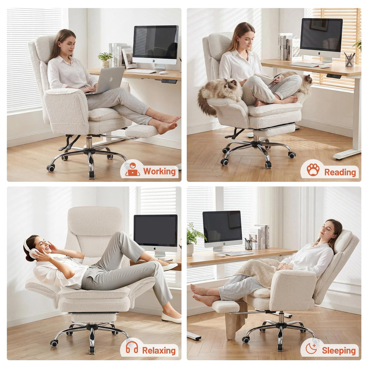 Furniliving Criss Cross Office Chair with Armrests & Wheels, Big and Tall Office Chair with Footrest, Flip Armrests for Pets, Wide Seat Cross