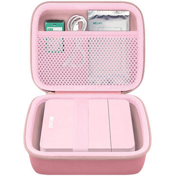 khanka Case for Nelko Photo Printer, PP03 /PP01 Color Mini Portable Printer, Compatible with Nelko PP03/PP01 Photo Printer and Photo Paper,Case Only (Pink)