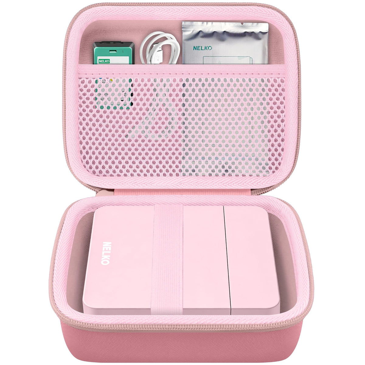 khanka Case for Nelko Photo Printer, PP03 /PP01 Color Mini Portable Printer, Compatible with Nelko PP03/PP01 Photo Printer and Photo Paper,Case Only (Pink)